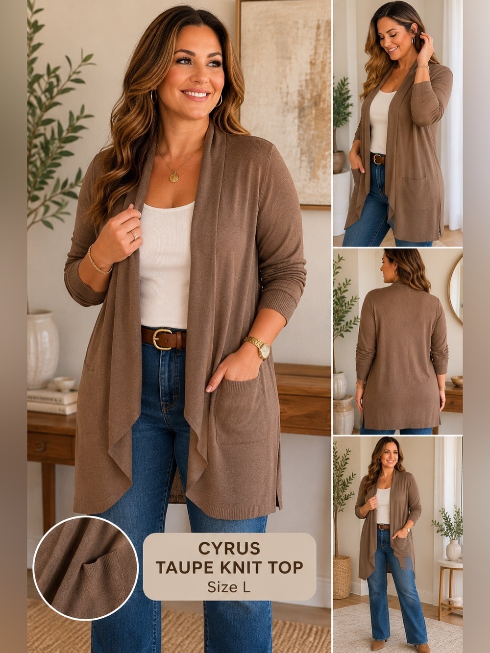 Cyrus Taupe Knit Top